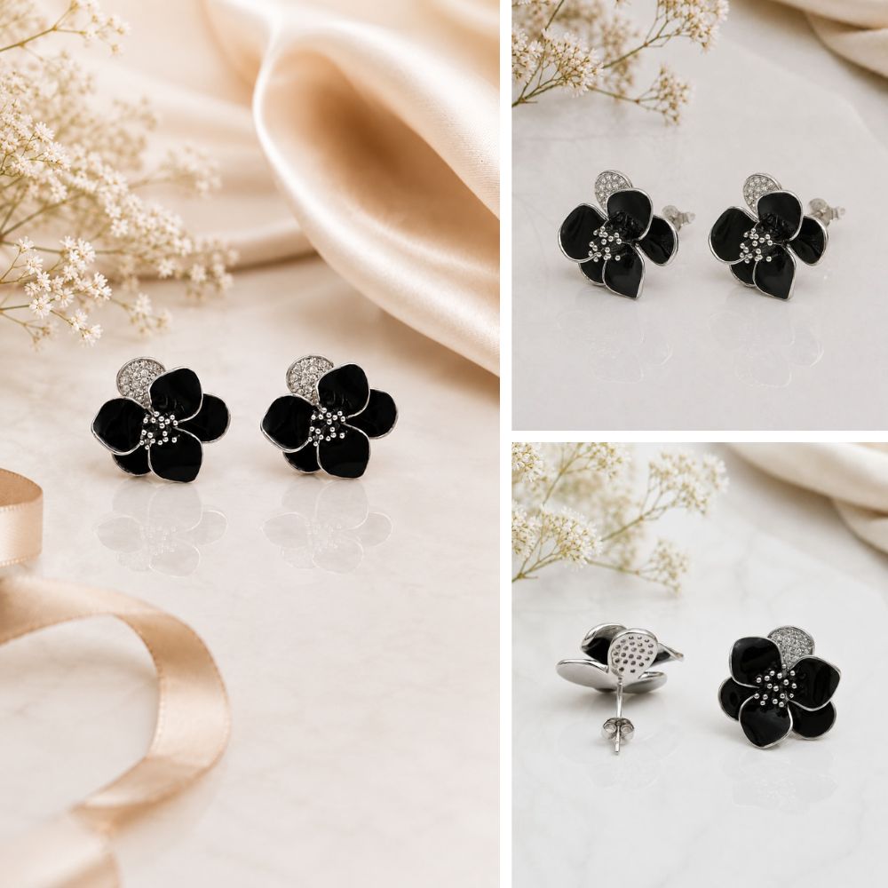 Black Petal Studs