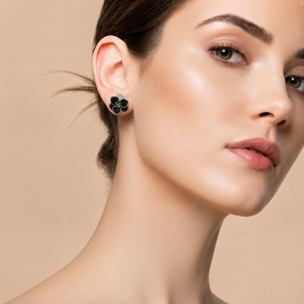 Black Petal Studs
