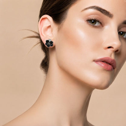 Black Petal Studs