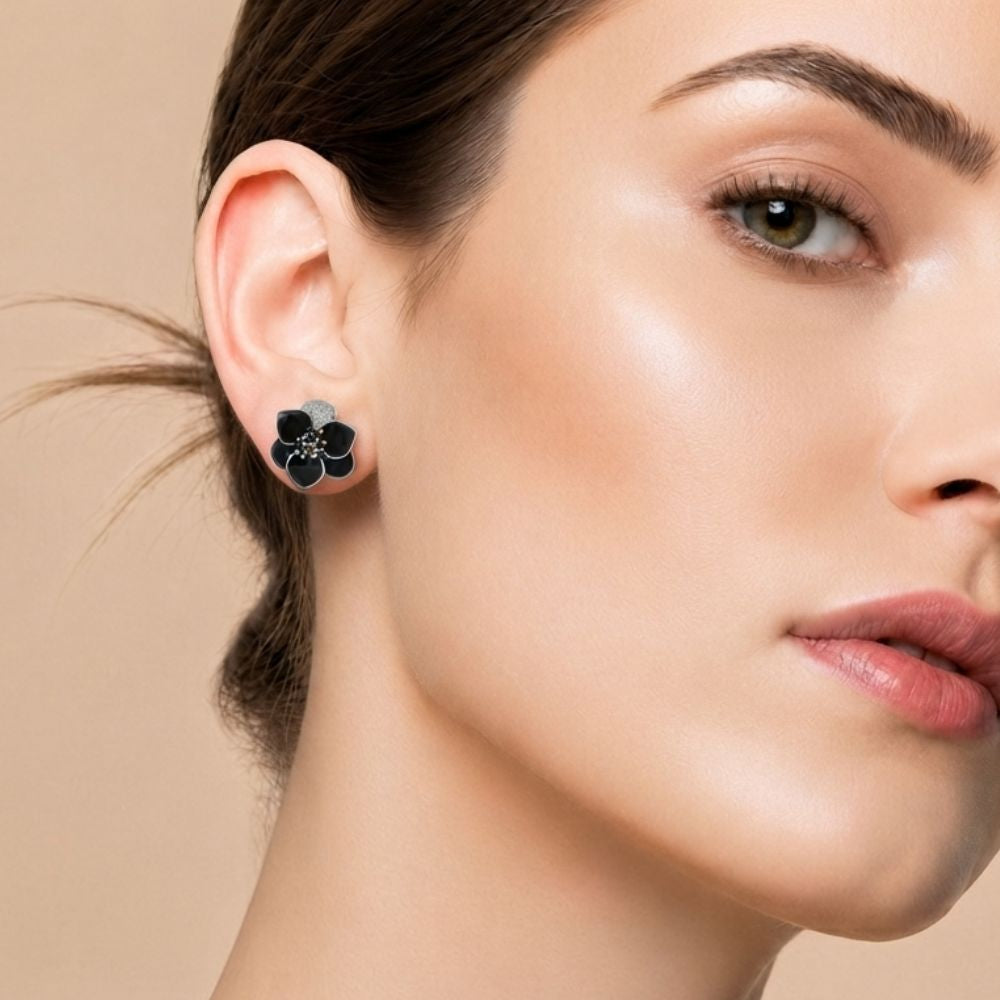 Black Petal Studs