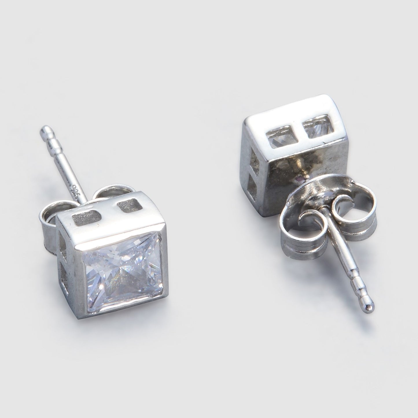 MAIRA Single Stone Square  Stud 925 Sterling Silver Earrings Set Gifts for Girls