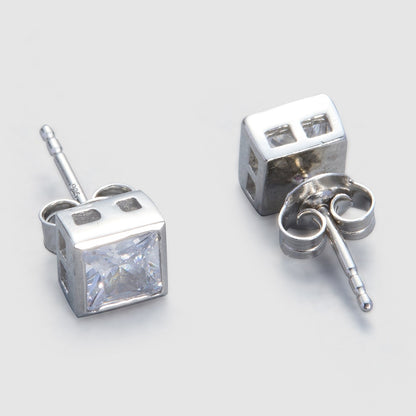 MAIRA Single Stone Square  Stud 925 Sterling Silver Earrings Set Gifts for Girls