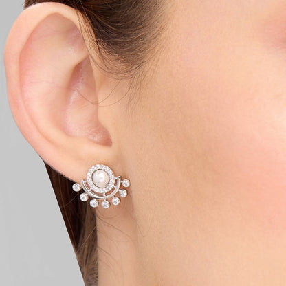 MAIRA Pearl & Swiss Zirconia Exquisite Partywear Earrings Set for Women/ Valentine gift for Girls