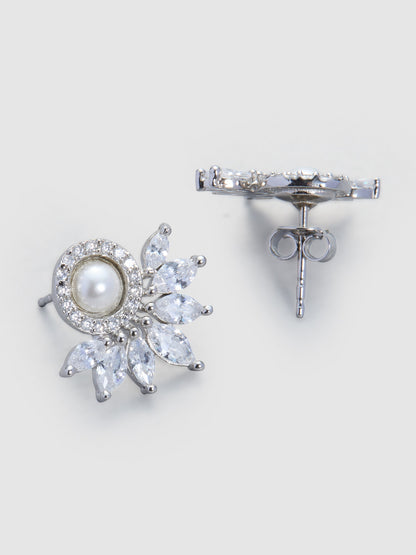 MAIRA made with Pearl Marquise Swiss Zirconia Floral 92.5 Sterling Silver Valentine Earrings Set for  Women / Girls