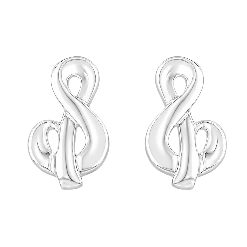 Silver Music Melody Symbol Stud