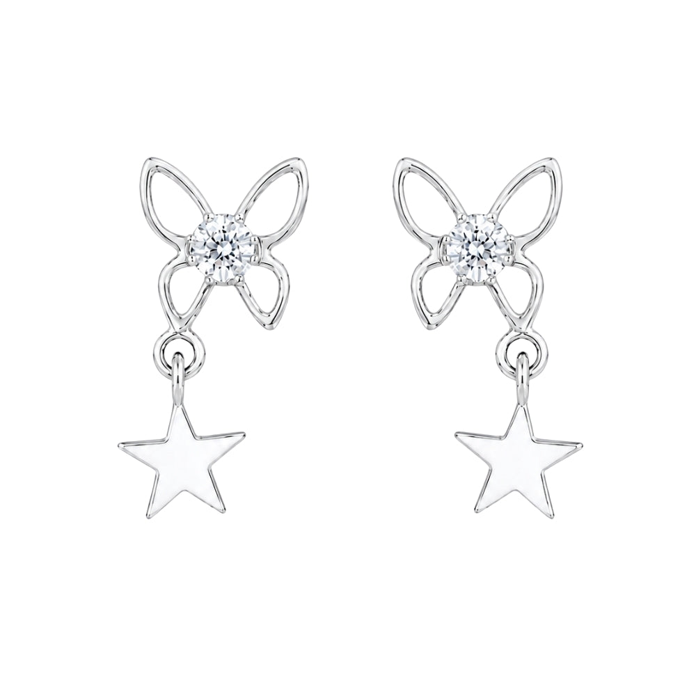 Sparkling Crystal Butterfly Star Drop charms Earing