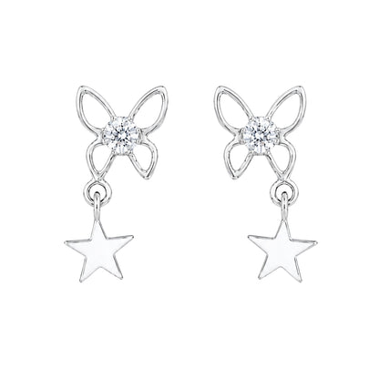 Sparkling Crystal Butterfly Star Drop charms Earing