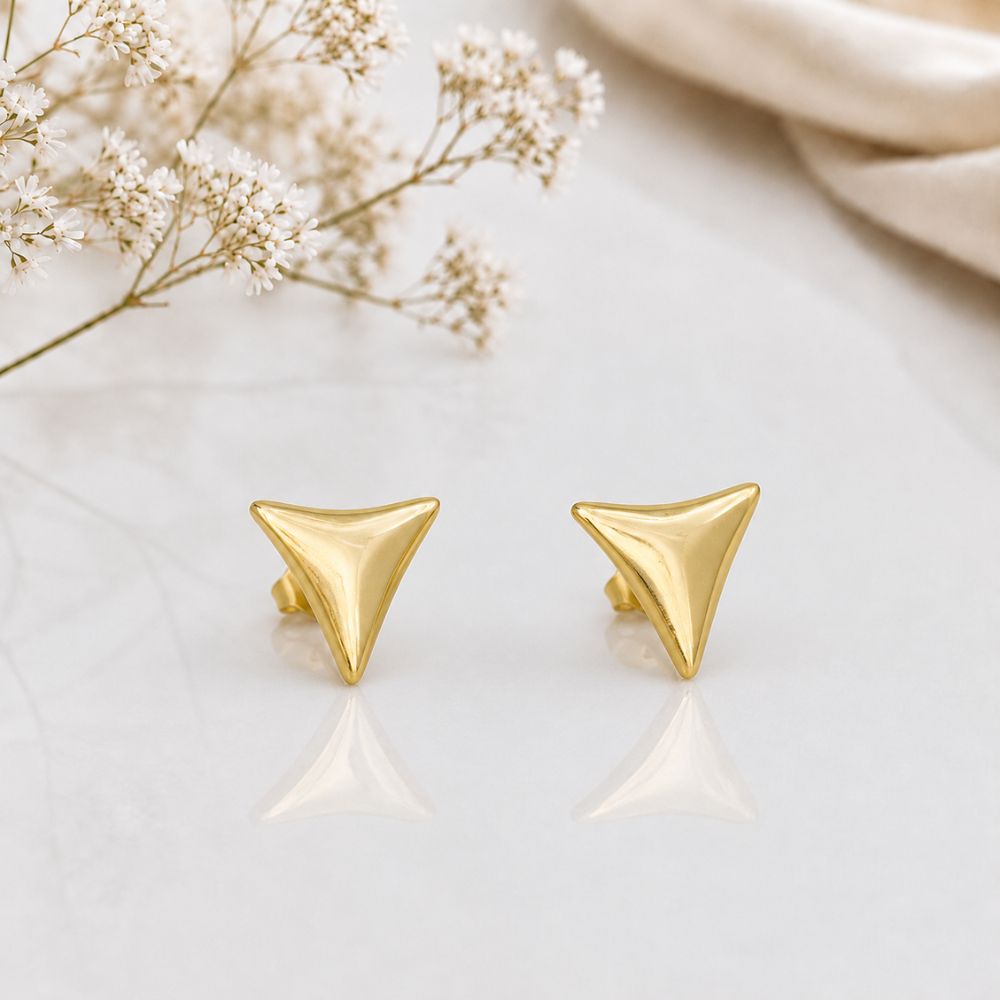 Simple Gold Triangle Studs