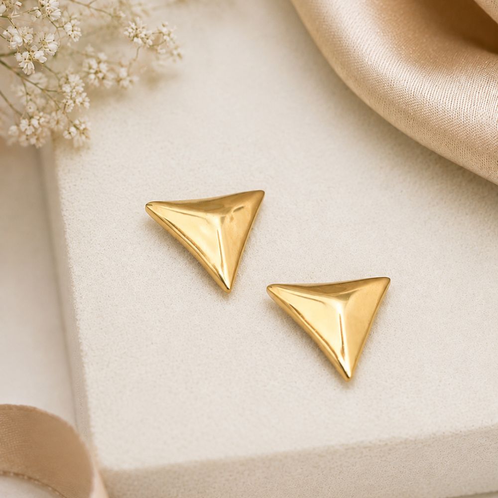 Simple Gold Triangle Studs