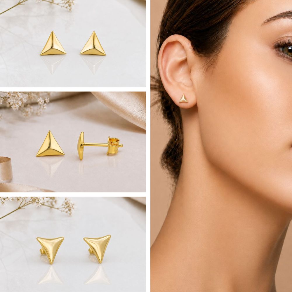 Simple Gold Triangle Studs