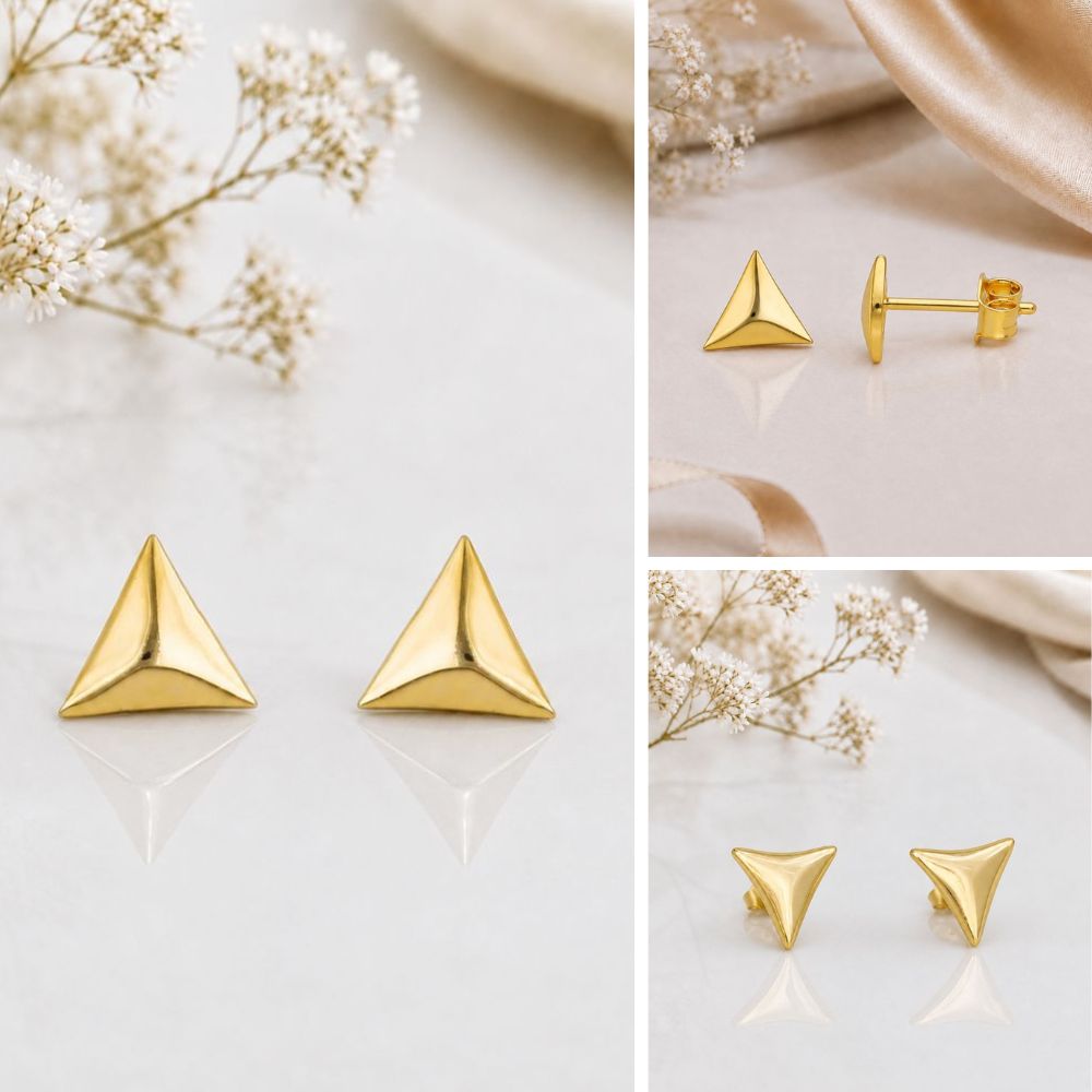 Simple Gold Triangle Studs