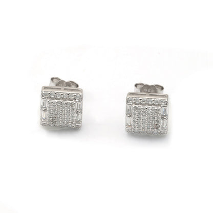 Maira Sterling Silver Deco Grid Earrings