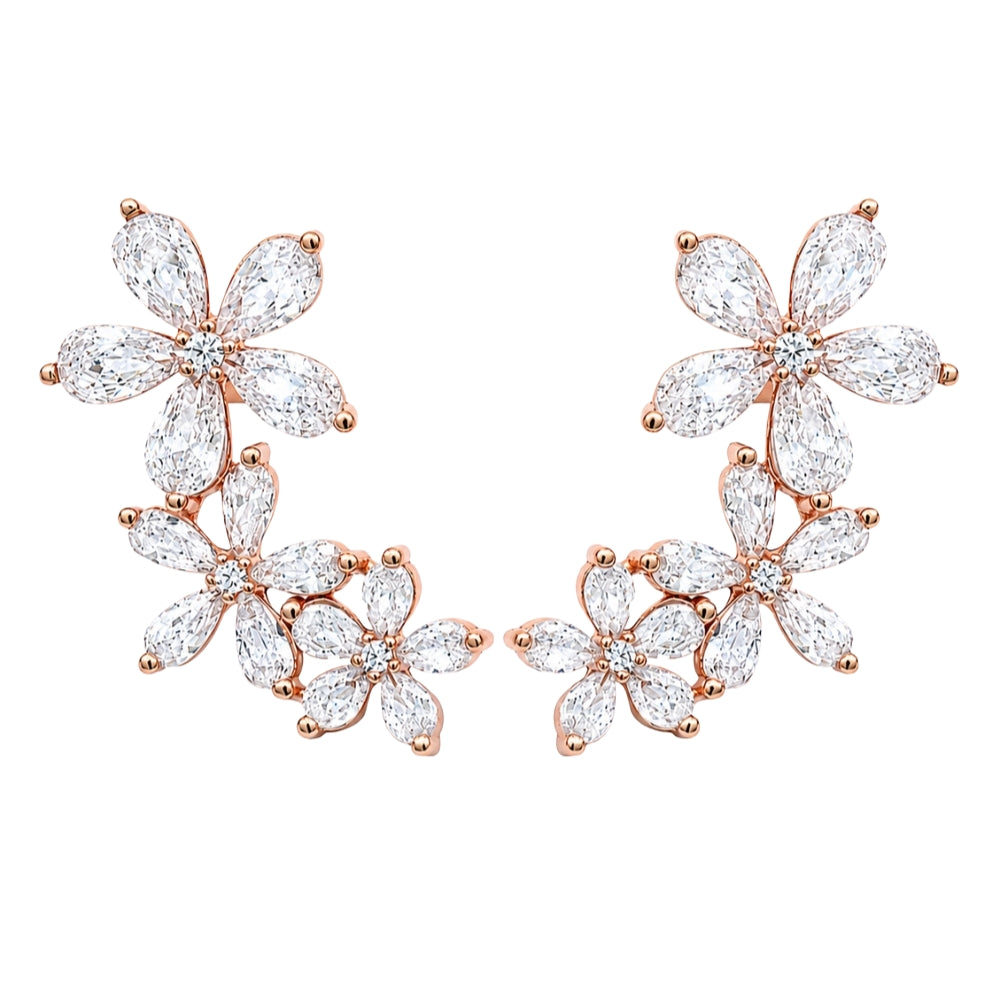 Three Flower Stone Ear Cuff