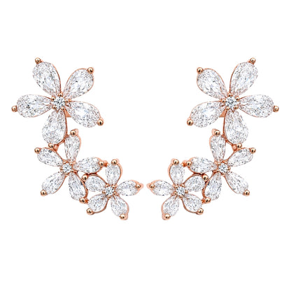 Three Flower Stone Ear Cuff