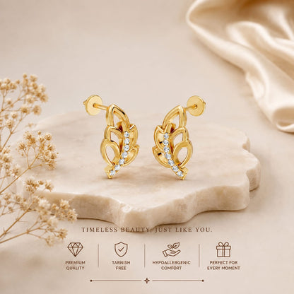 Beautiful Gold Leaf Flower Earrings