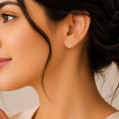 Beautiful Gold Leaf Flower Earrings