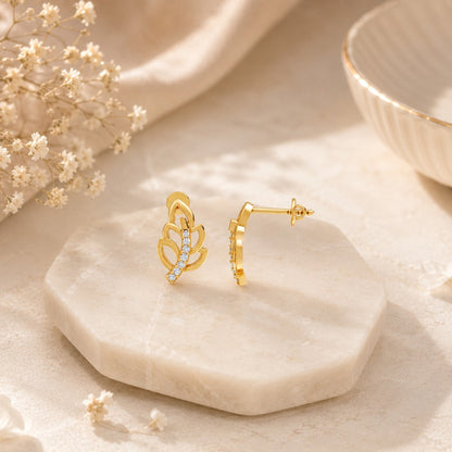 Beautiful Gold Leaf Flower Earrings