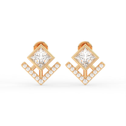 Veyra Geometric Diamond Gold Plated 925 sterling silver Stud