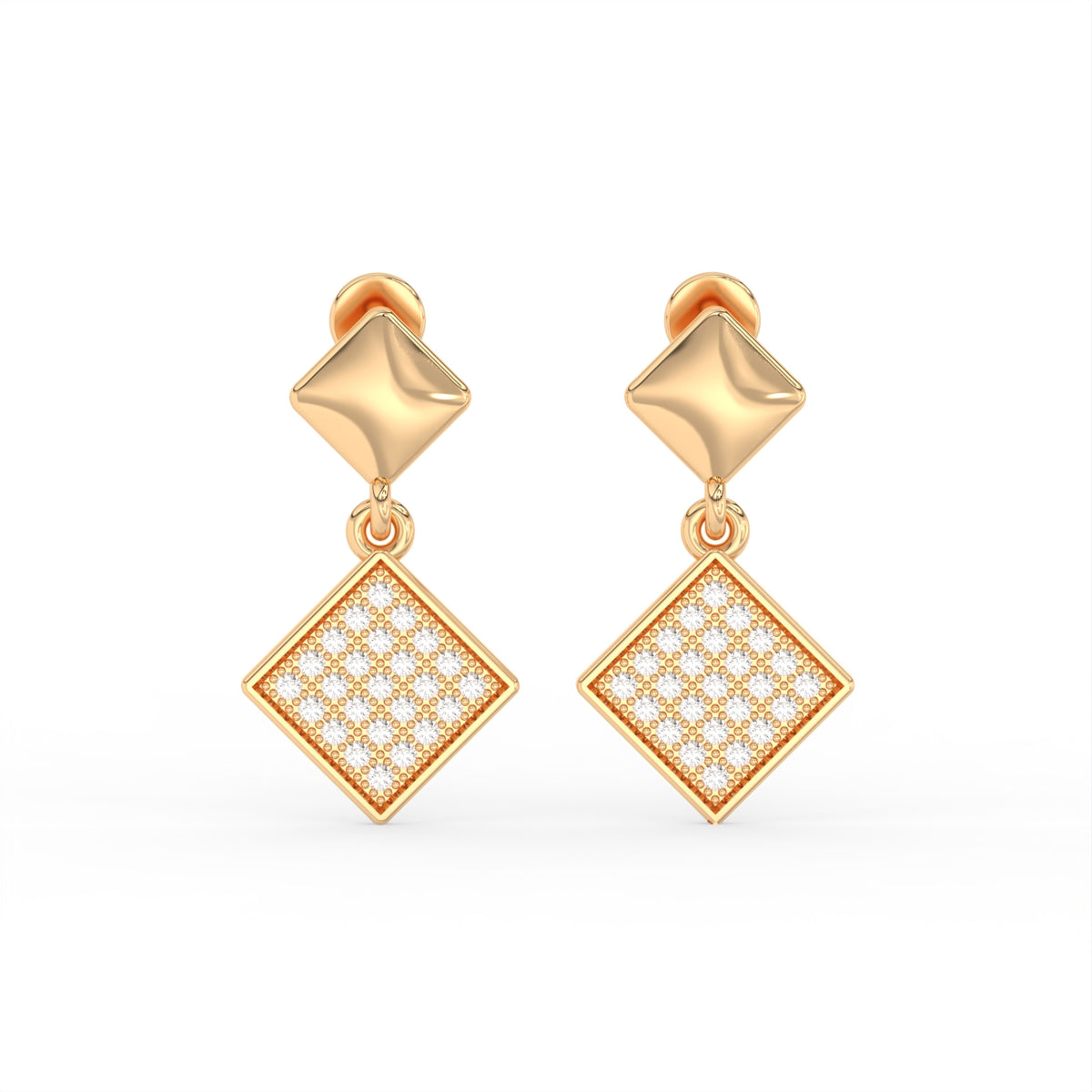 Veyra Geometric Diamond Gold Plated 925 sterling silver Drop Earrings