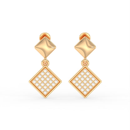 Veyra Geometric Diamond Gold Plated 925 sterling silver Drop Earrings