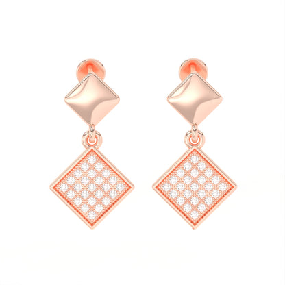 Veyra Geometric Diamond Rose Gold Plated Drop Earrings
