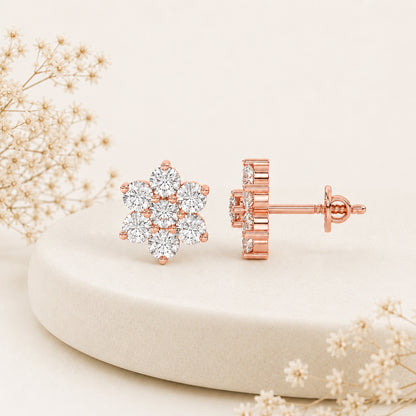 Eternal Crystal Blossom Rose Gold Plated 925 sterling silver Studs