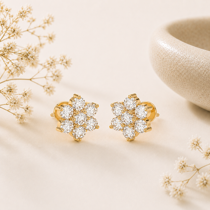 Eternal Crystal Blossom Gold Plated 925 sterling silver Studs
