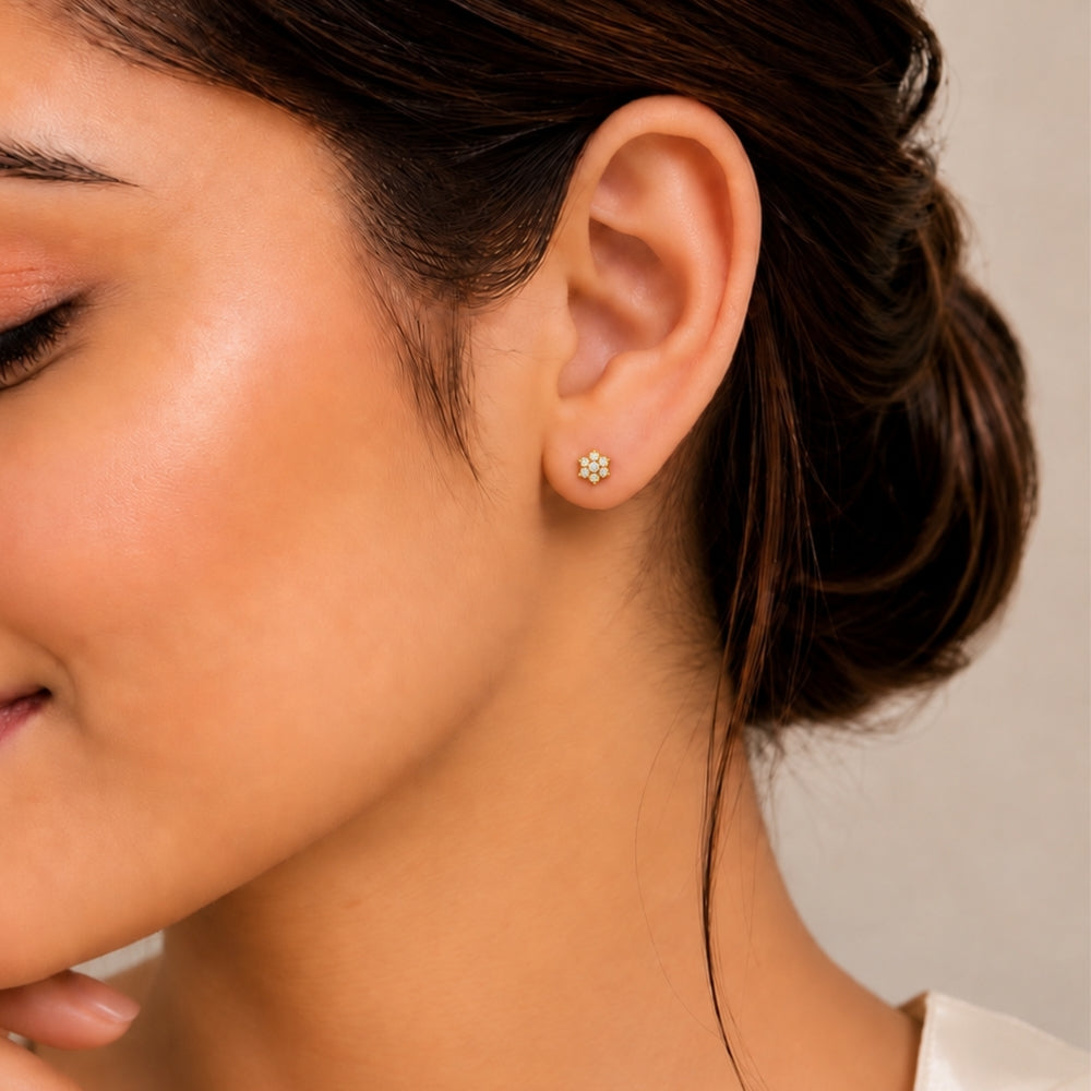 Eternal Crystal Blossom Gold Plated 925 sterling silver Studs