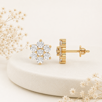 Eternal Crystal Blossom Gold Plated 925 sterling silver Studs