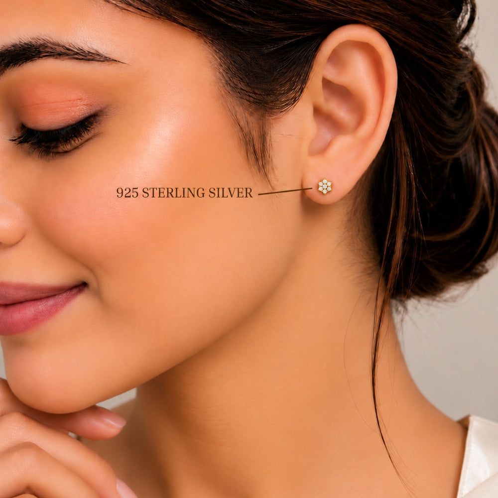 Eternal Crystal Blossom Gold Plated 925 sterling silver Studs