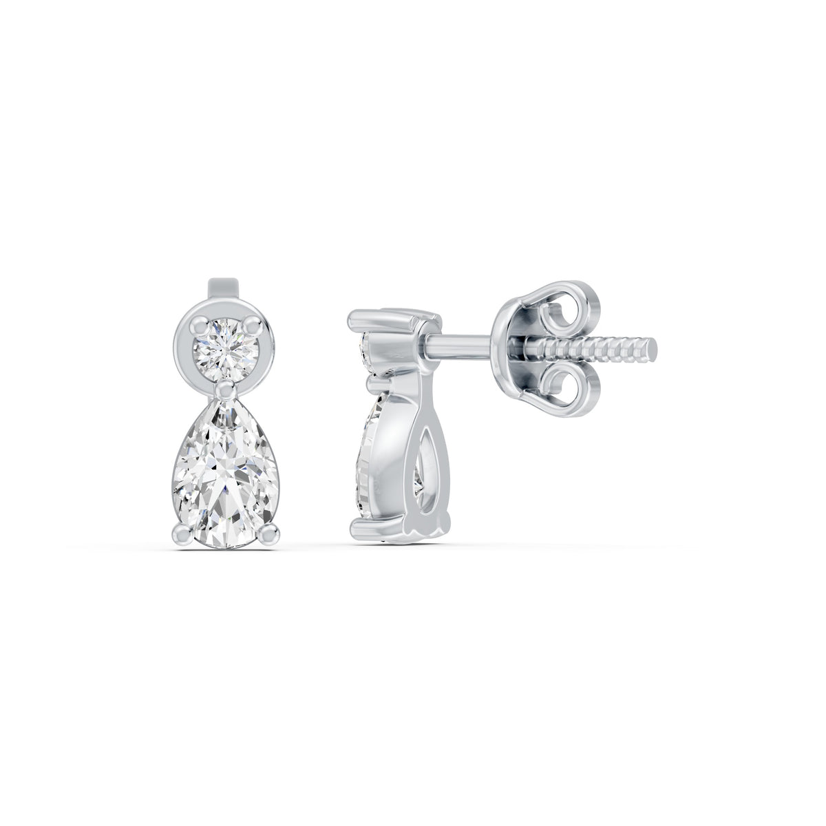 Elara Duo Drop Rhodium Plated 925 Sterling Silver Studs