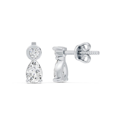 Elara Duo Drop Rhodium Plated 925 Sterling Silver Studs