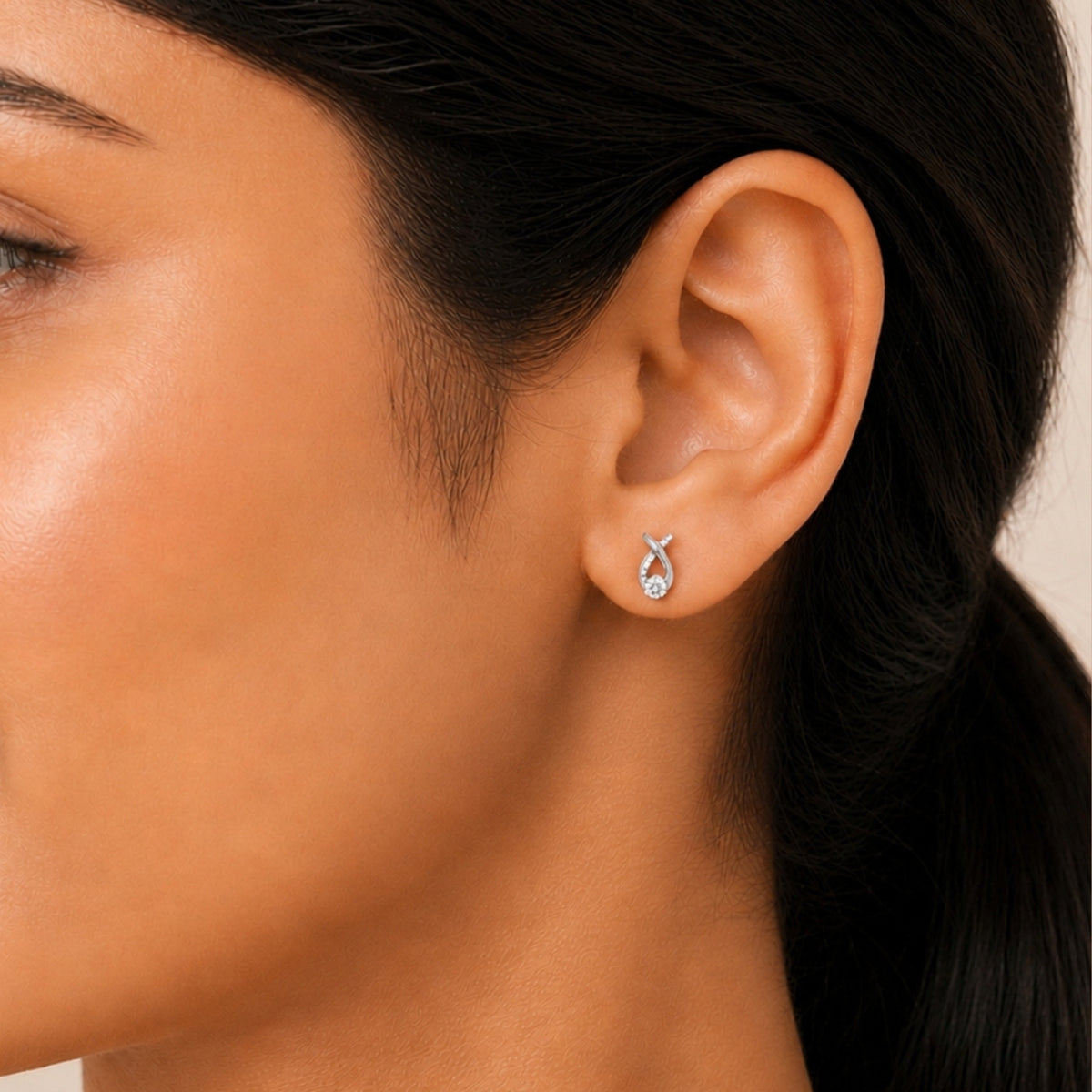 Elara Duo Drop Rhodium Plated 925 Sterling Silver Studs