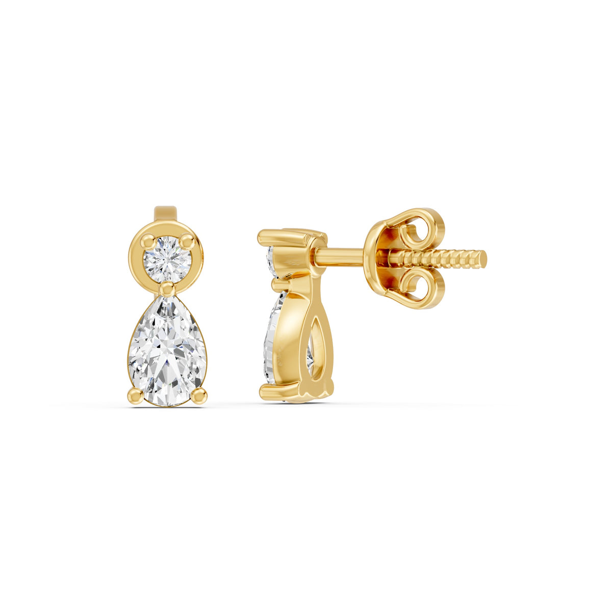 Elara Duo Drop Gold Plated 925 Sterling Silver Studs
