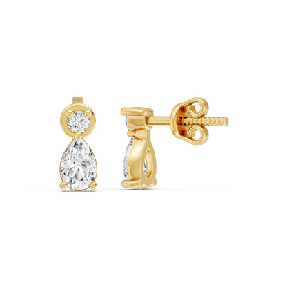 Elara Duo Drop Gold Plated 925 Sterling Silver Studs