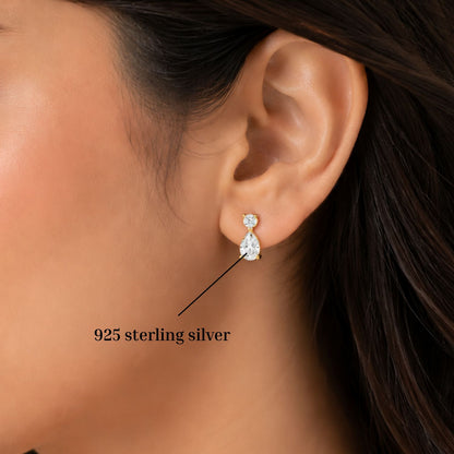 Elara Duo Drop Gold Plated 925 Sterling Silver Studs