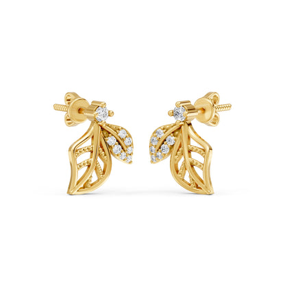 Elara Diamond Leaf Gold Plated 925 Sterling silver Studs