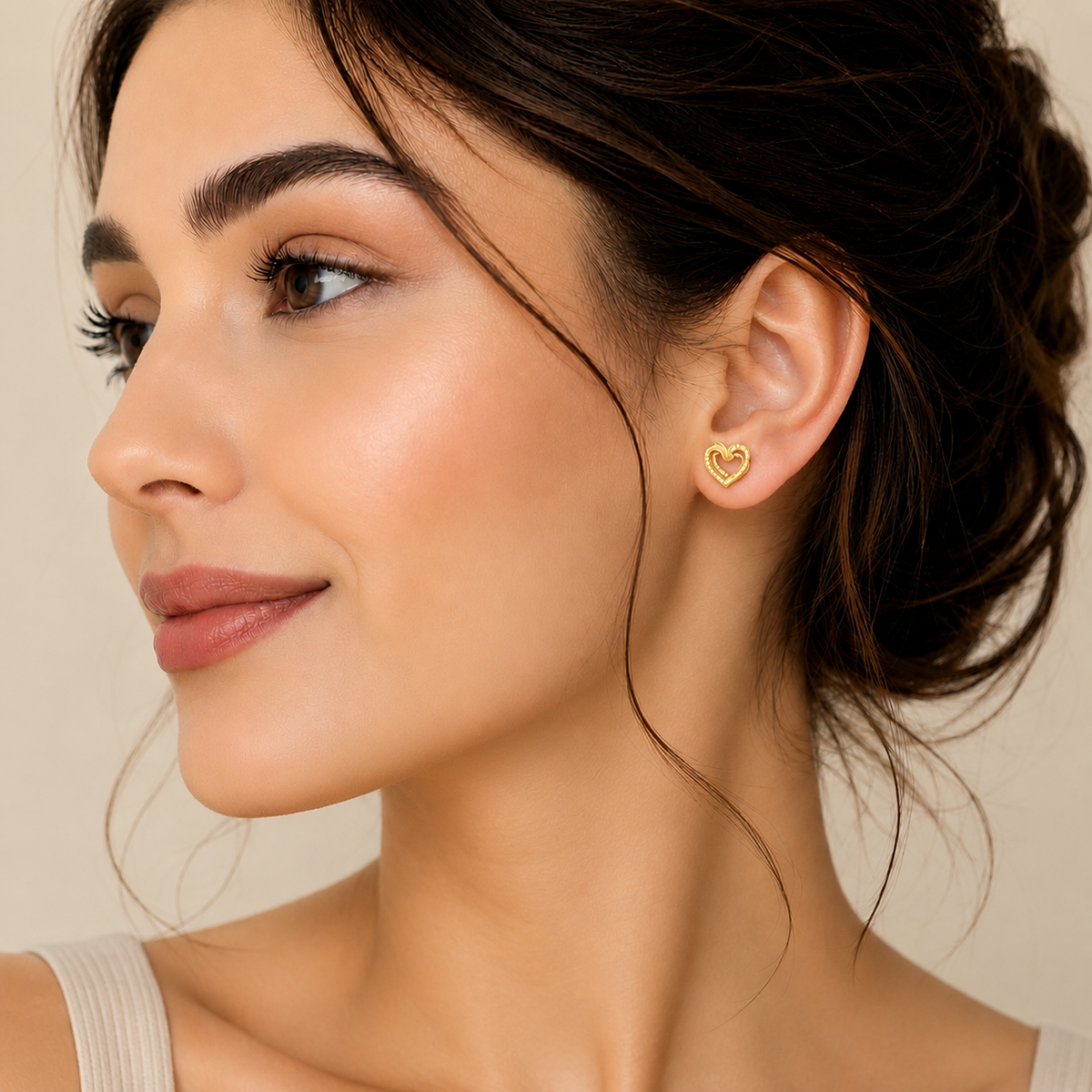 Intertwined Double Heart Sparkle Gold Plated 925 sterling silver Stud Earrings