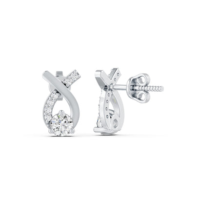 Twisted Ribbon Solitaire Rhodium Plated 925 sterling silver Stud