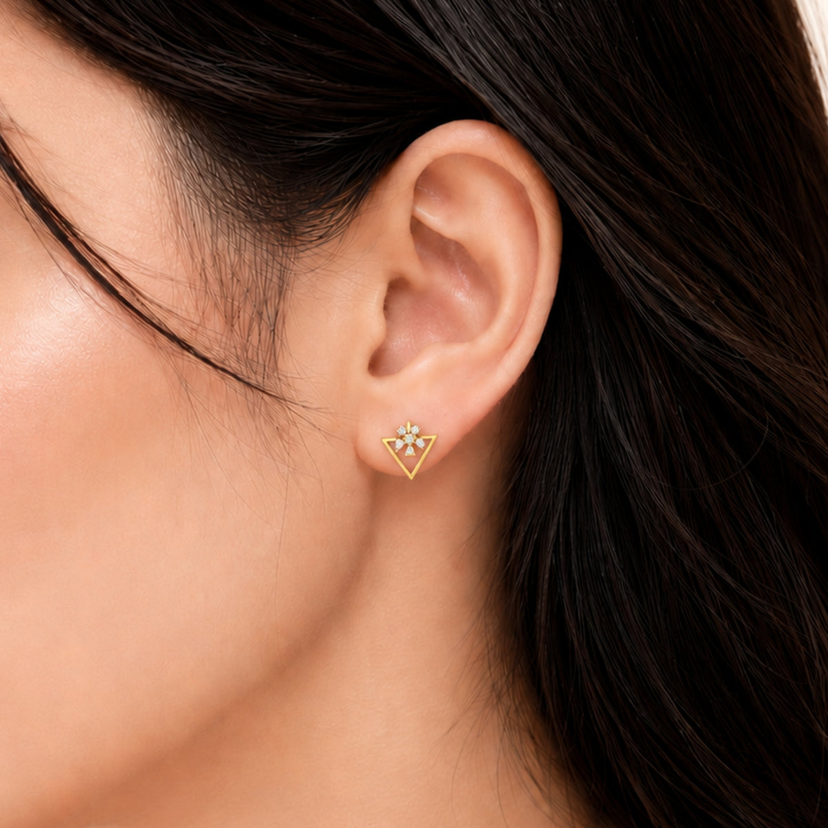 Floral Sparkle Geometric Gold Plated 925 Sterling silver Stud