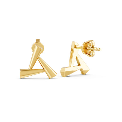 Sculpted Triangle Geometric Gold Plated 925 Sterling Silver Stud