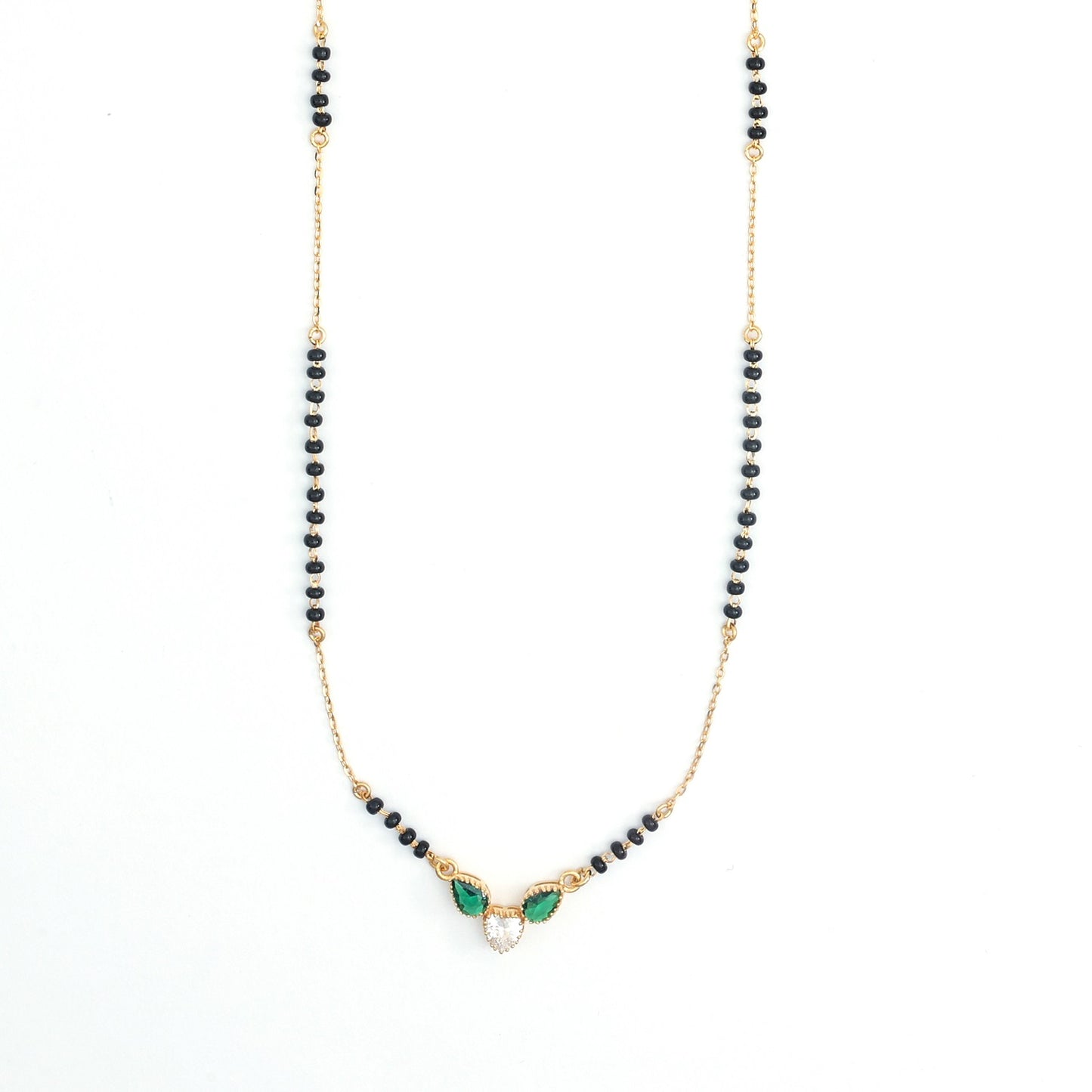 Maira Sterling Silver Emerald Heart Mangalsutra