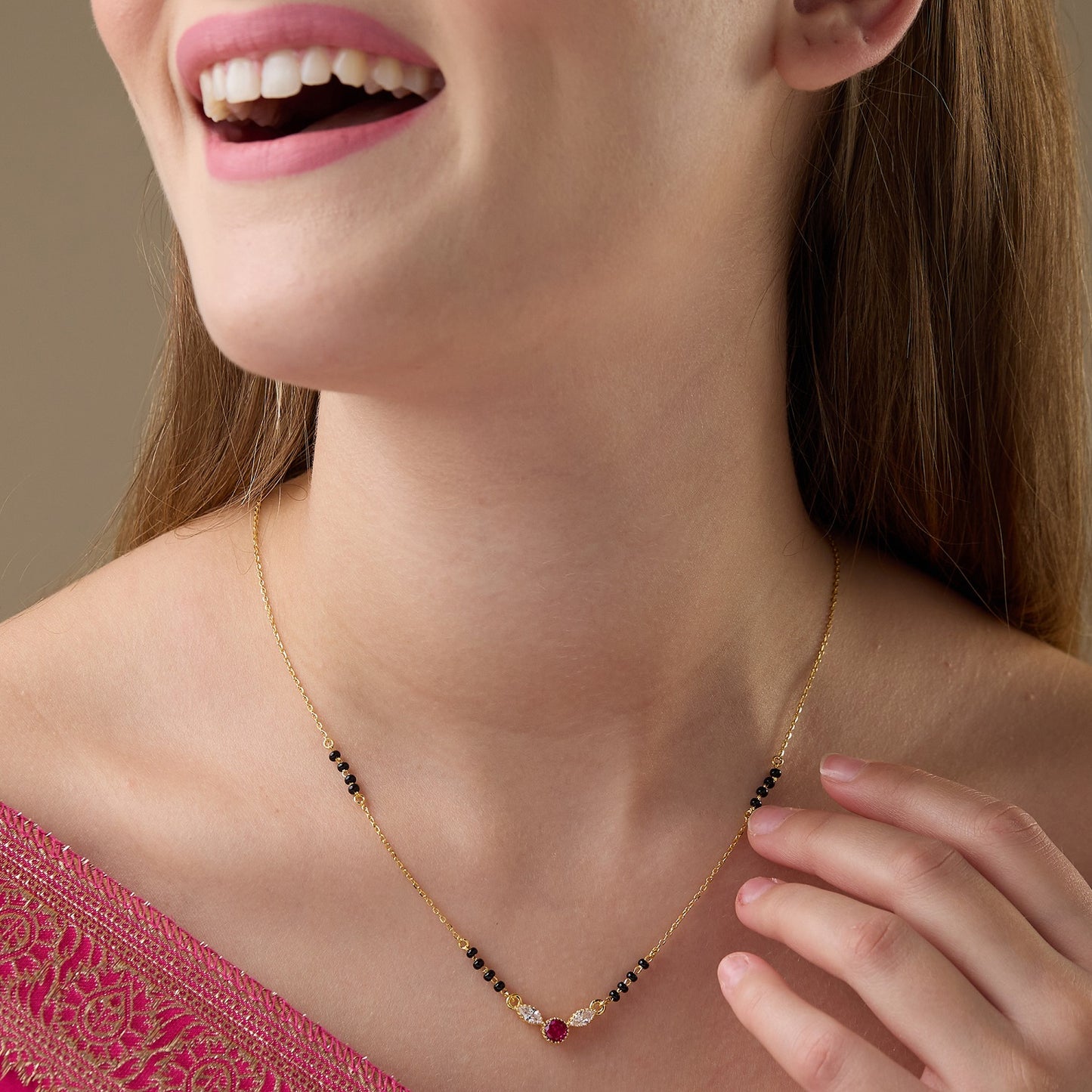 Maira sterling Silver Rose Leaf Mangalsutra