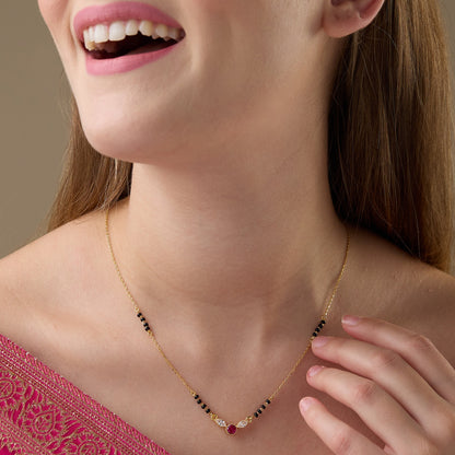 Maira sterling Silver Rose Leaf Mangalsutra