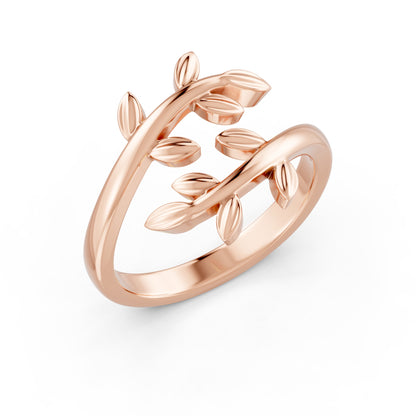 Nature-Inspired Leaf Vine Open Rose gold  Plated Ring