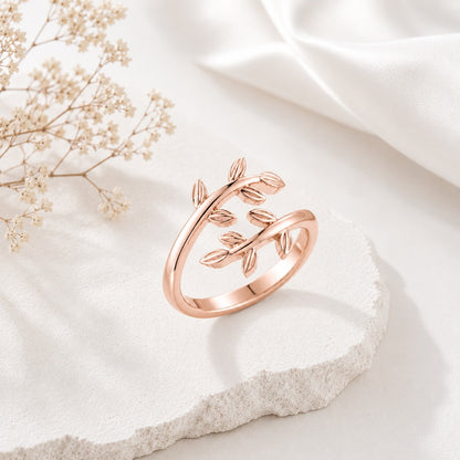 Nature-Inspired Leaf Vine Open Rose gold  Plated Ring