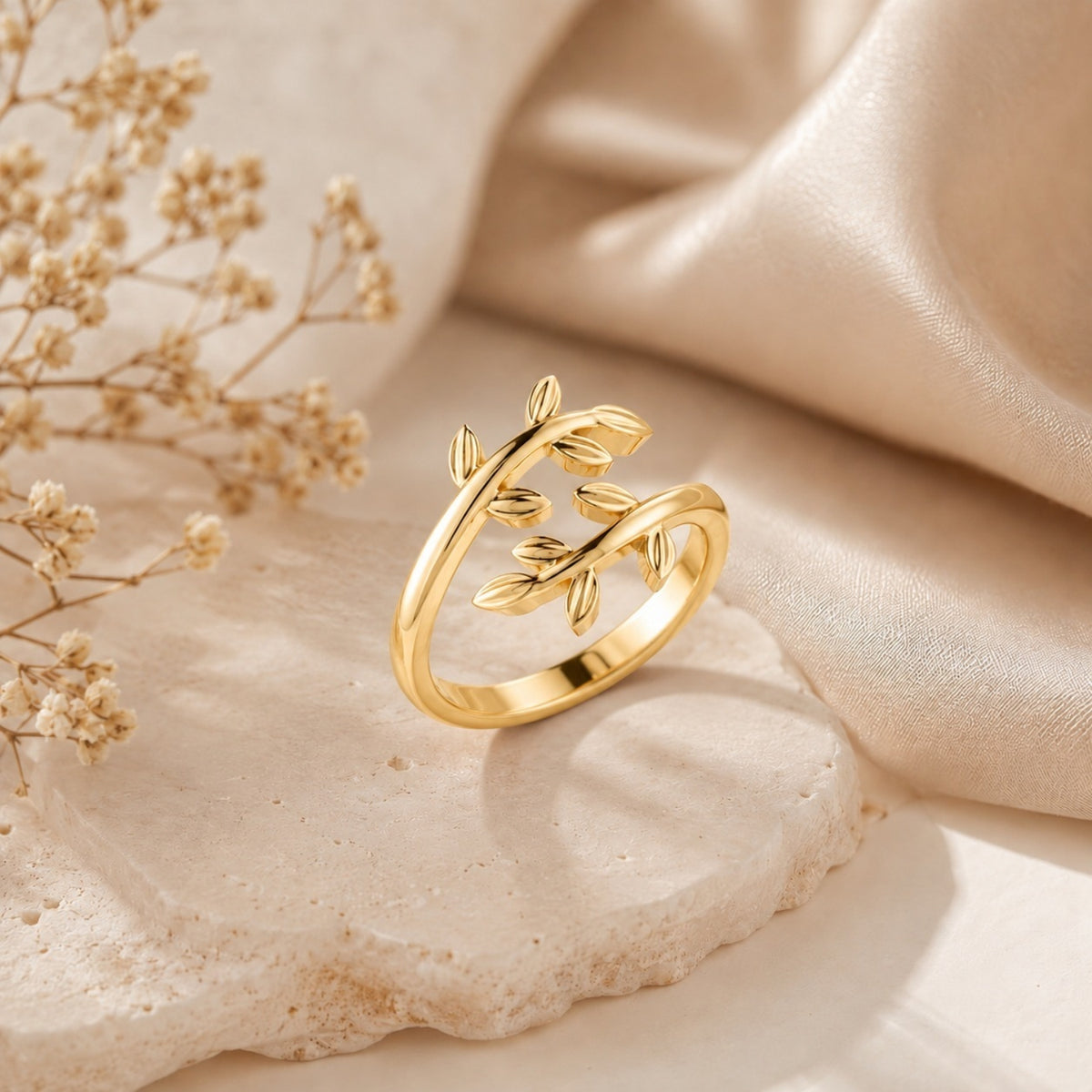 Nature-Inspired Leaf Vine Open Gold Plated Ring