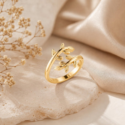 Nature-Inspired Leaf Vine Open Gold Plated Ring