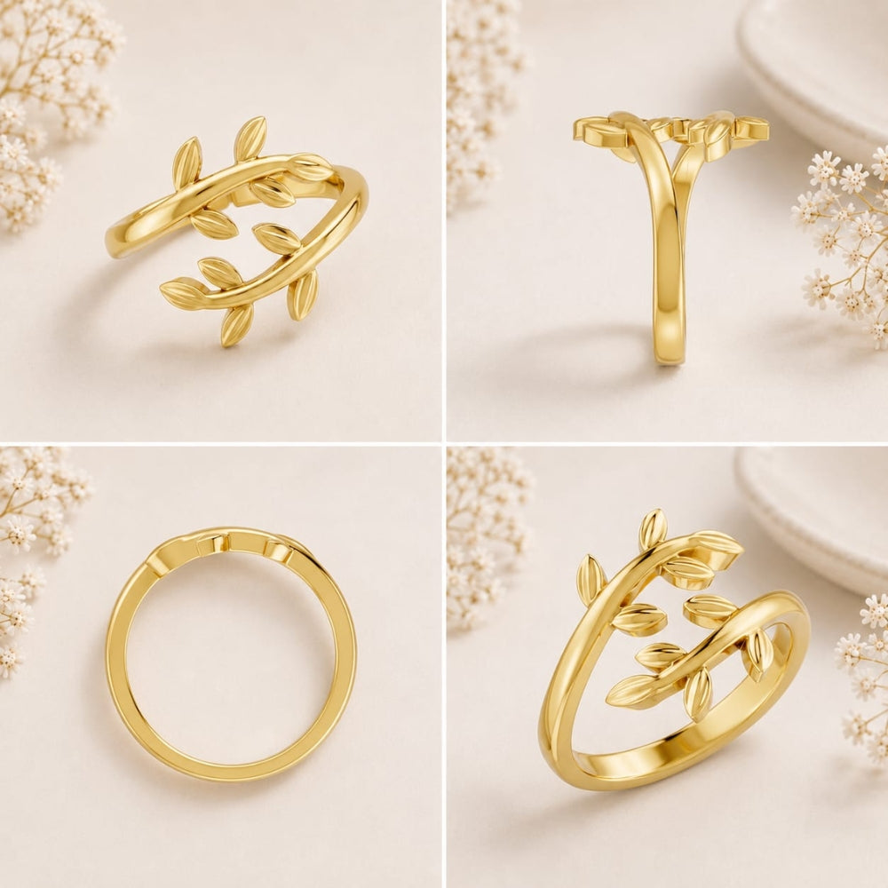Nature-Inspired Leaf Vine Open Gold Plated Ring