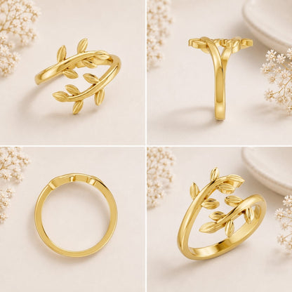 Nature-Inspired Leaf Vine Open Gold Plated Ring